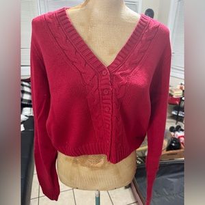 Cute cropped red cardigan sweater. Hollister. New with tags.